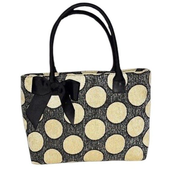 Talbots Handbags - Talbots Polka Dot Tote Bag with Bow Accent